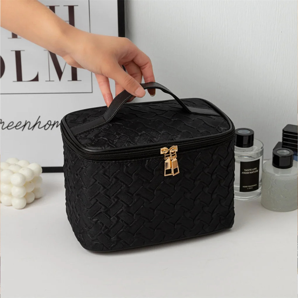 Ship from US Premium Large capacity Portable Travel Makeup Bag Multifunctional Cosmetic Organizer Stainresistant Handheld Square 250227FBB