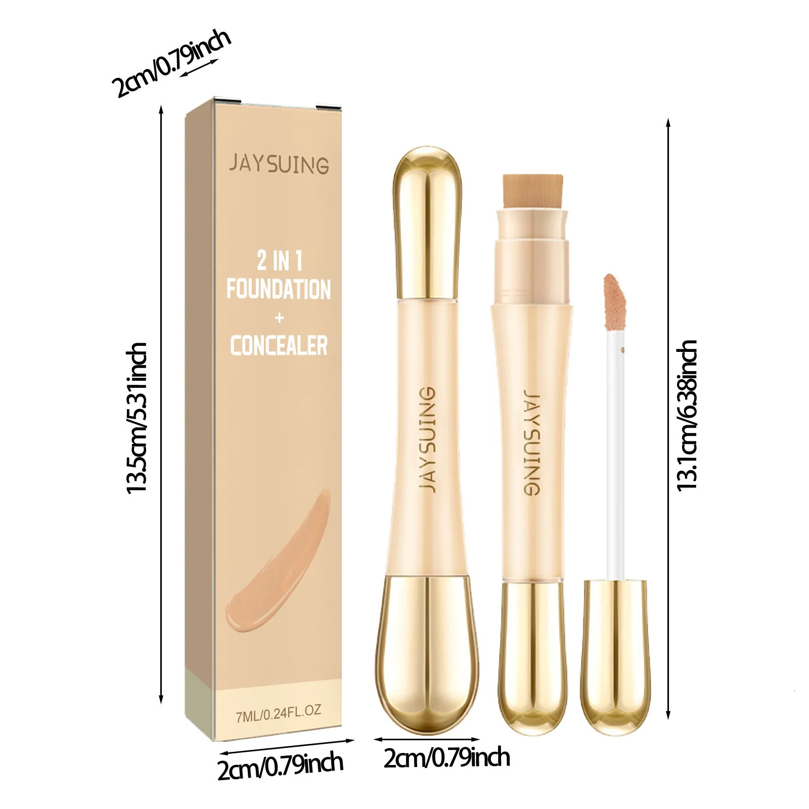 Jaysuing 7ml 2in1 Concealer Foundation Makeup Pen Dark Circle Cover Blemish Long-Lasting Concealing Face Contouring 250222