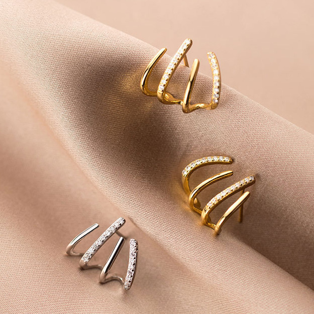 Elegant 4 Claw Austrian Crystal Stud Earrings for Women European Popular 18K Real Gold Silver Plated Diamond Earring Luxury Earrings Gift Wedding Acce