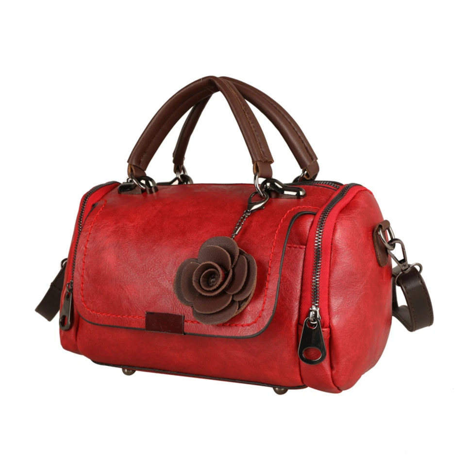 Ship from US Vintage Boston Flower Decor Crossbody Bag Portable Double Handle Pillow 250227FBB