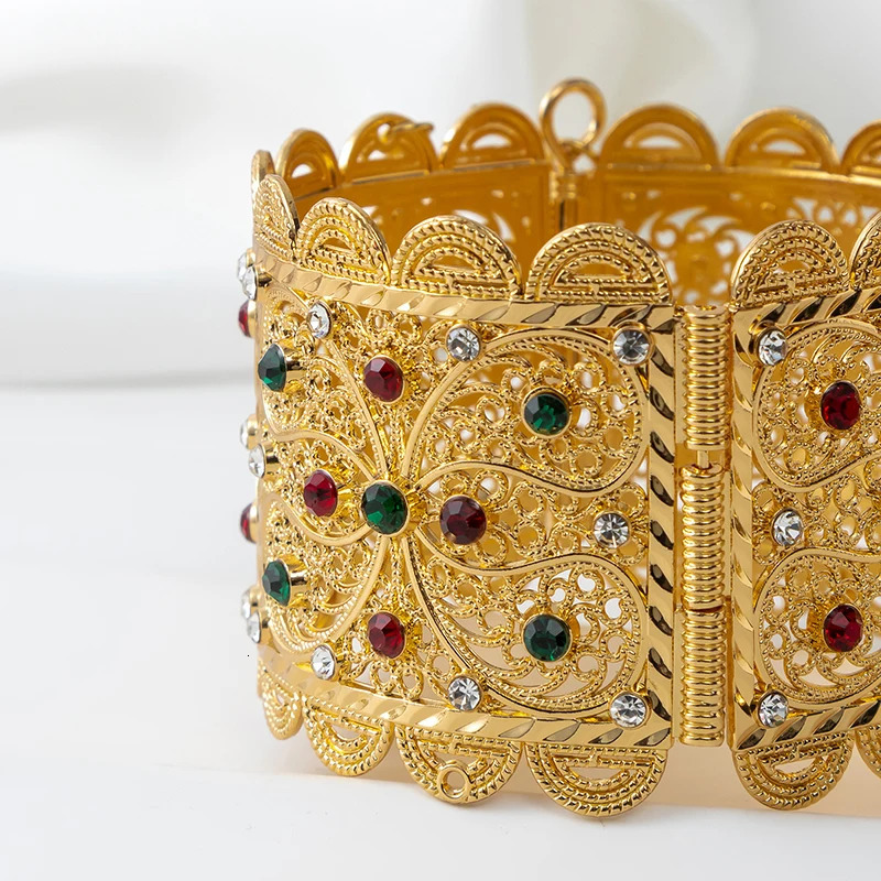 Fashion Moroccan Style Rhinestone Wide Bracelet Retro Bracelet Jewelry Algerian womens metal Jewelry Brooches Wedding Gifts 250227