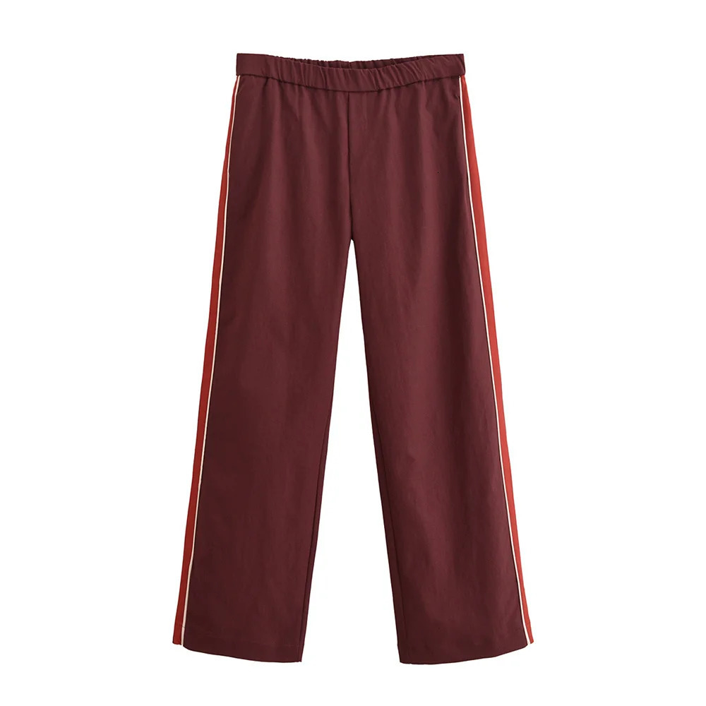 UNIZERA side striped belt decoration long sleeved jacket trousers autumn and winter product set for women 250226