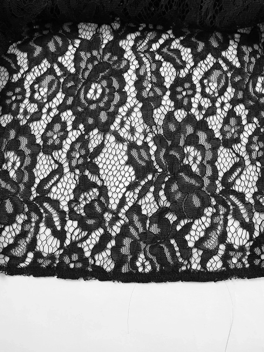 Wolfeel Womens Half Length Skirt Summer Retro Fashionable And Versatile Lace Skirt Slim Fit Sexy Black Stulish Long Skirts 250224