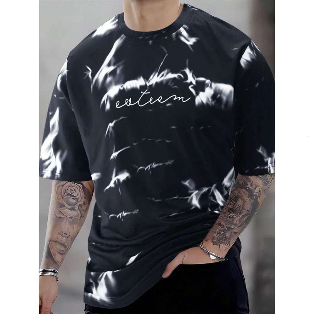 2025 Summer New Tie Dye Printed Men's Designer T-shirt Loose Casual Daily Plus Size Round Neck Street T-shirt Gym Carnival Short Sleeved T-shirt