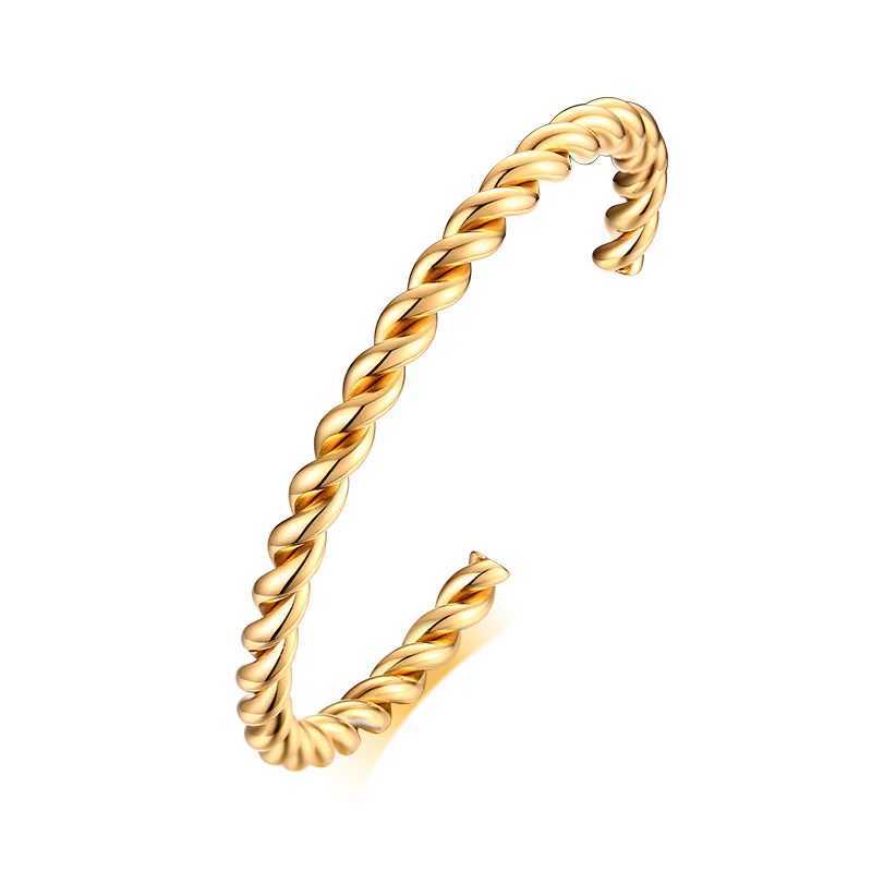 Twisted Bangle Open Cuff Bracelet% Stainless Steel Rope Twisted Bracelet Womens Jewelry Minimum Style W250227