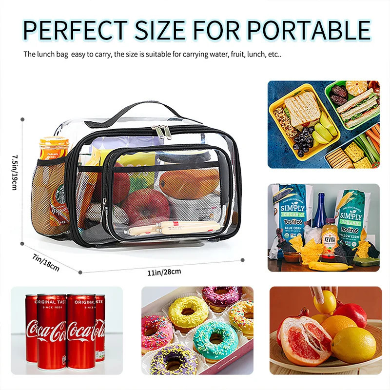 Kids Clear Lunch box Insulated Soft Bag Mini Cooler Back to School Thermal Meal Tote Kit for Girls Boys Back To School Gift 250221