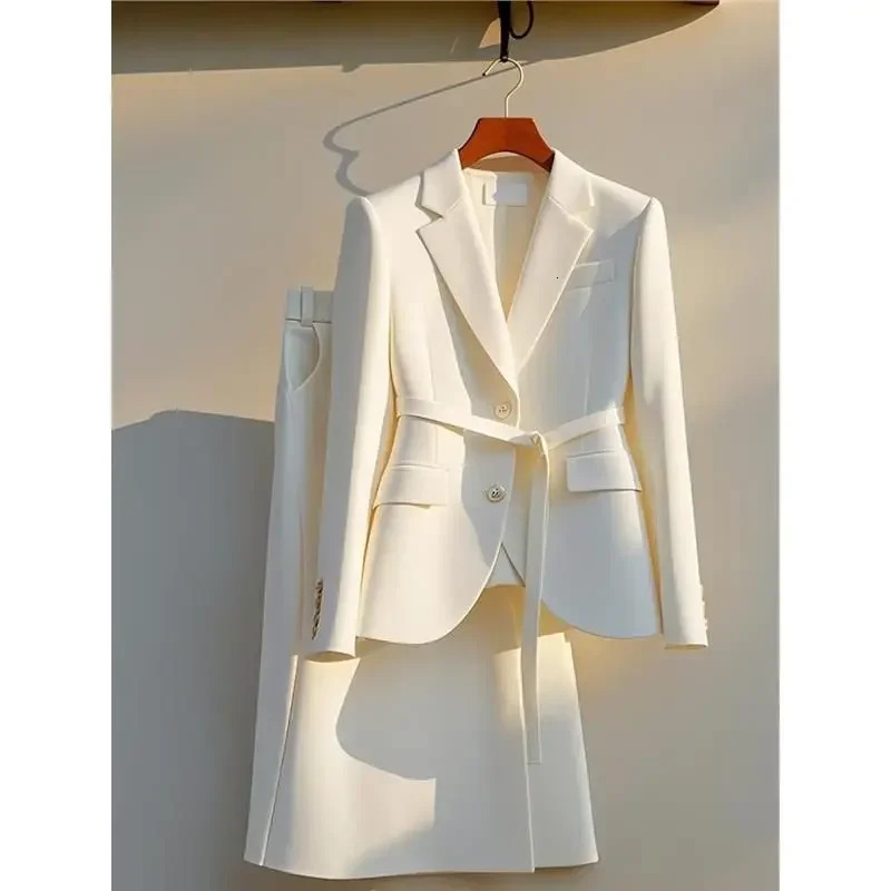 UNXX Autumn Beige Two Pieces Set Chinese Style Pink Office Temperament Short Blazer Tops High Waist Wide Legs Pant Suit Women 250226