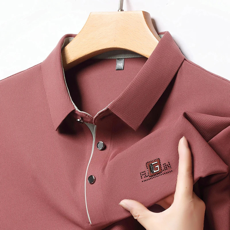 Fashion Long Sleeves Advanced Printed POLO Shirt Autumn Korean Version Mens Lapel T-shirt 250226