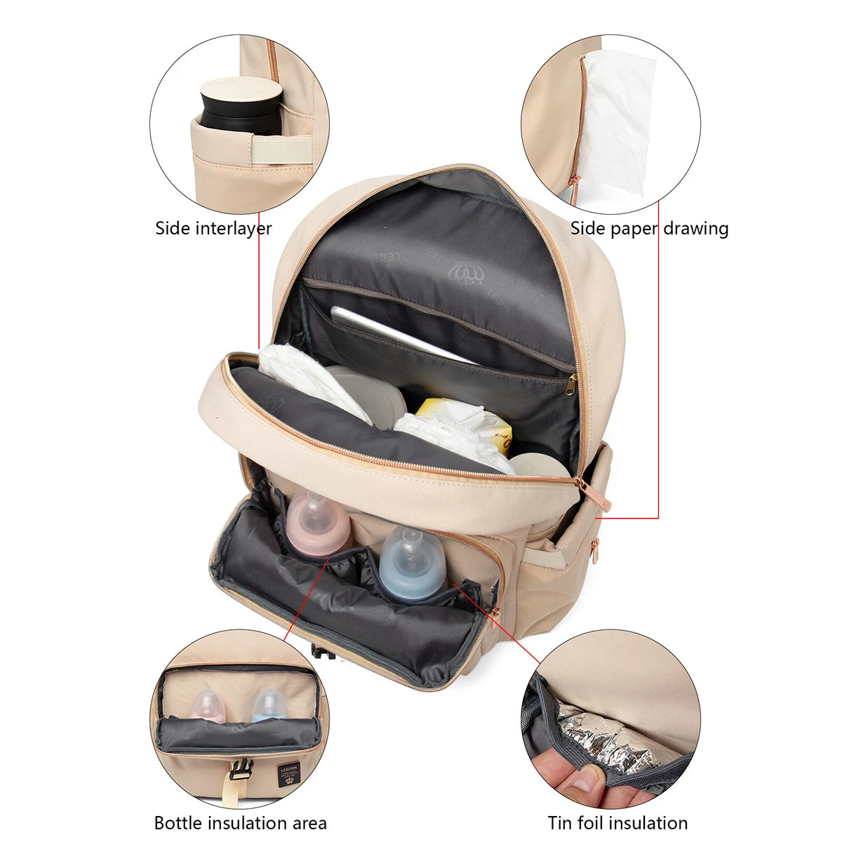 Diaper Bag backpack multifunctional travel backpack maternity stroller baby changing bag large capacity waterproof with hooks 250227
