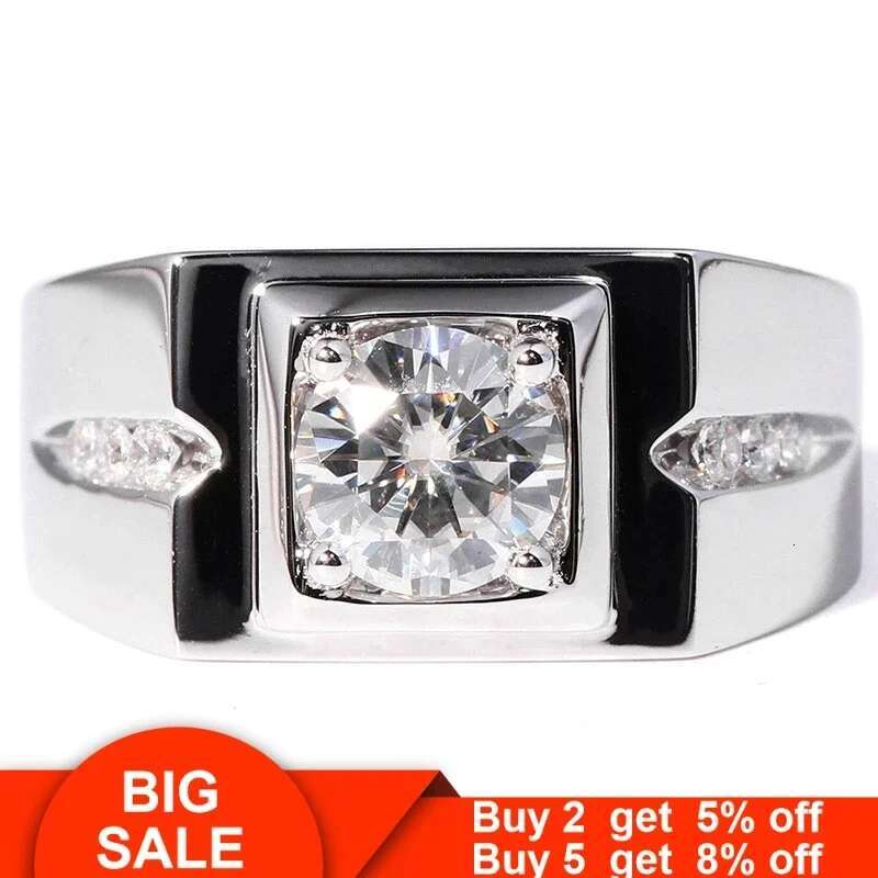 Solitaire male Sterg sier 0.6ct AAAAA CZ Diamant Engagement Jewelry Wedding Rings for Men Finger ring
