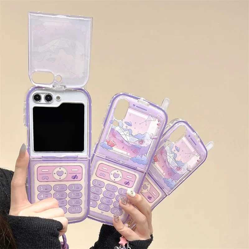 Purple Retro Mobile Phone Case for Galaxy Z Flip 6 5 4 3 Protective Back Cover for ZFlip4 ZFlip5 ZFlip6 Case Shell Z250227