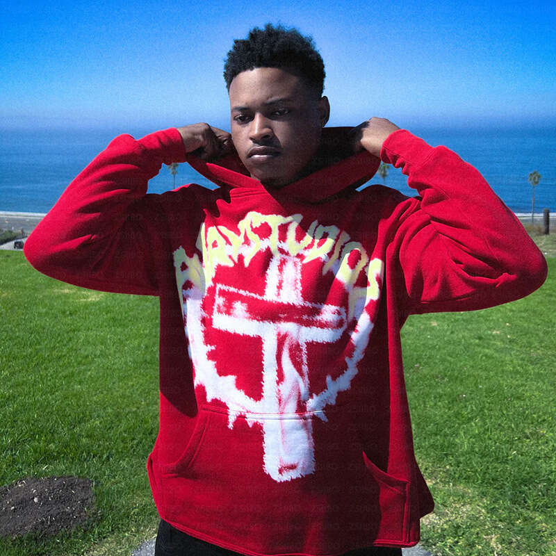 Autumn and winter new American street letter cross printed sportswear trend simple long sleeved women's hoodie