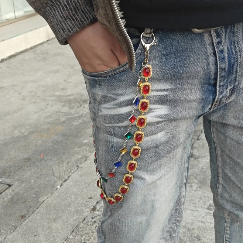 2025 Model Multicolored Agate Pants Chain Bohemia Hip Hop Accessories Fashionable Men And Women Ones Waist Key Chain 250225