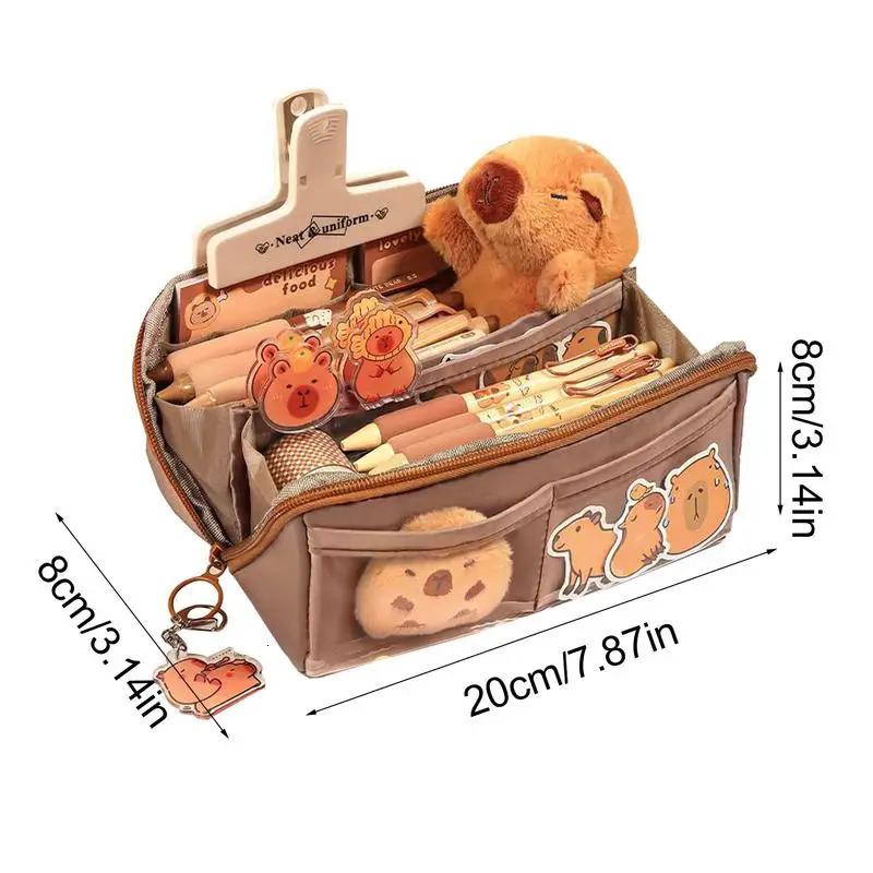 Ship from US Capybara Pen Box Holder Pencil Bag Large Capacity For Erasers Cosmetic Brushes 250227FBB