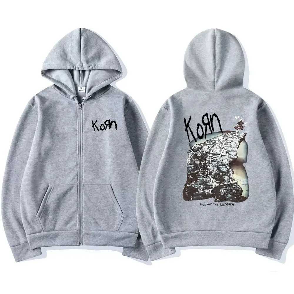 Korn FTL 2024 Zipper Hoodie Gothic Style Vintage Jacket for Men u0026 Women Loose Casual Zipup Sweatshirt with Printed Design L251018ZK24