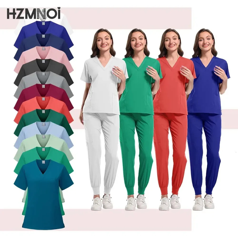 Unisex Uniforms Men Women Nursing Clothes Beauty Costume Nurse Scrubs Sets Doctor Dentist Workwear Clinical Tops Pants 250226