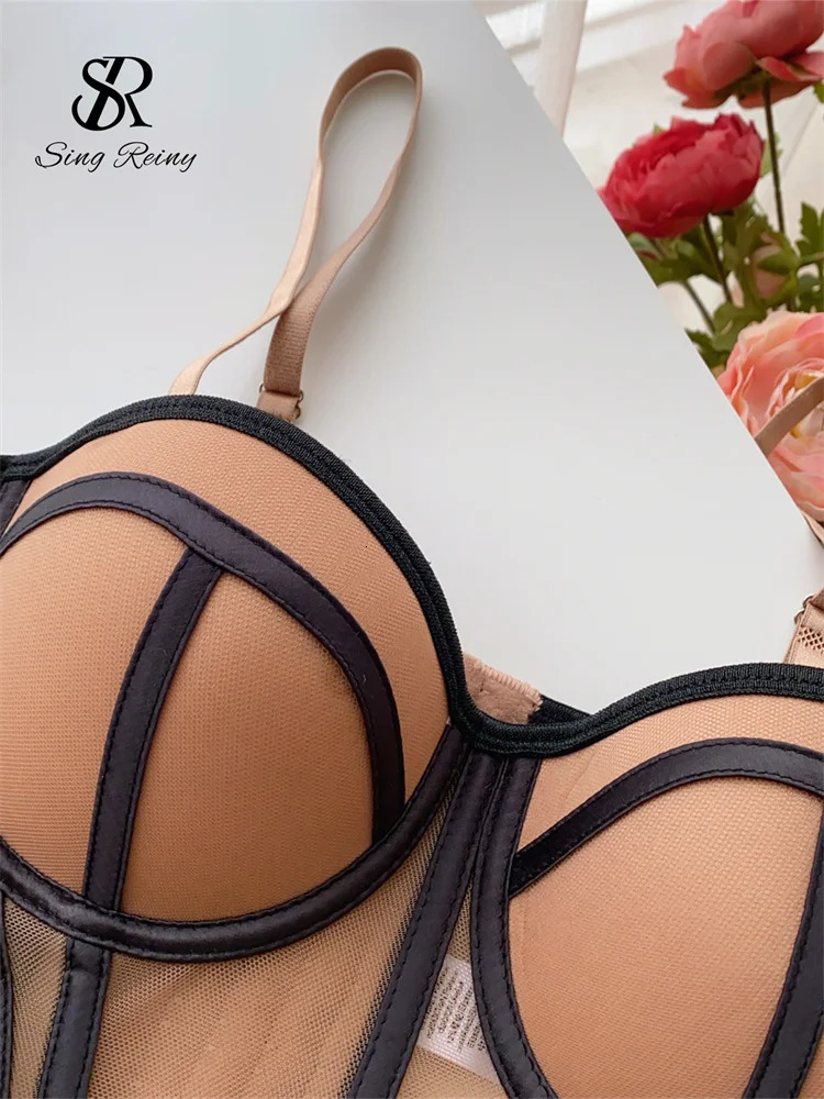 Singreiny Strap Womens Transparent Underwear Street Tight corset Ultra Thin Backless Tank Top Strarless Stripe Coat Sexy 250226