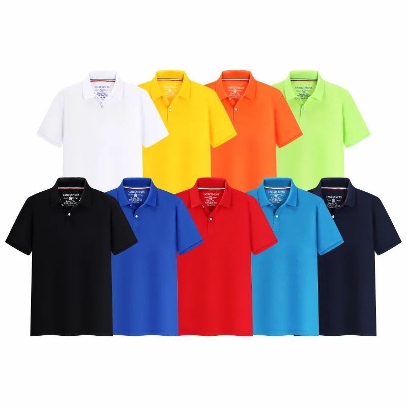 Summer Solid Color Outdoor Casual Lapel Short-sleeve Daily Business Short-sleeve Tops Unisex Polo Shirts 250224
