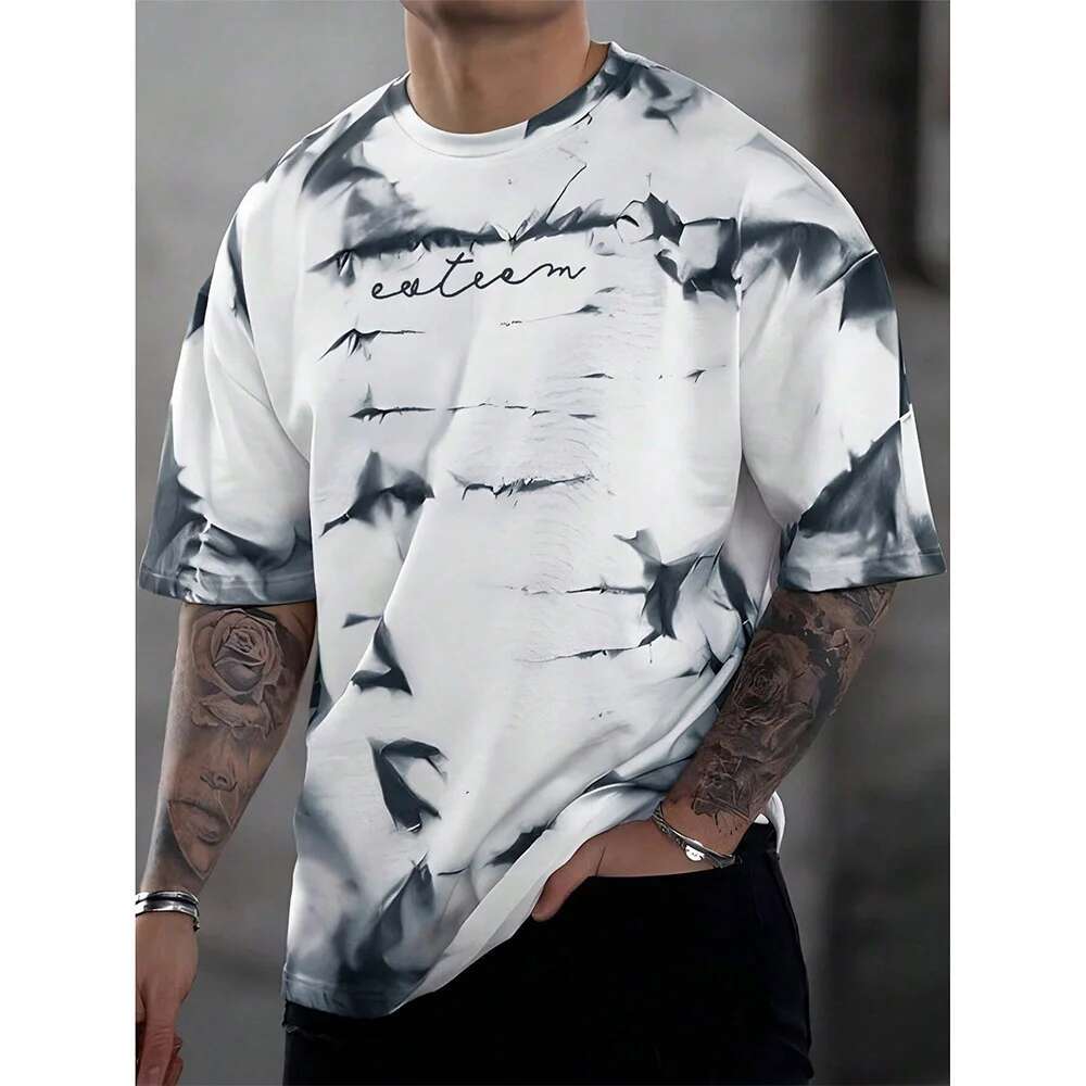 2025 Summer New Tie Dye Printed Men's Designer T-shirt Loose Casual Daily Plus Size Round Neck Street T-shirt Gym Carnival Short Sleeved T-shirt