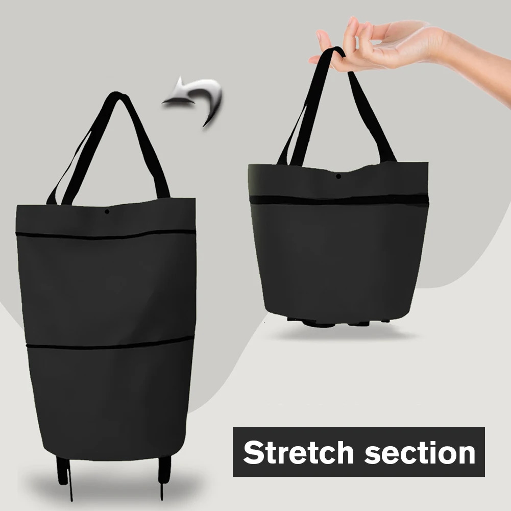 Ship from U.S. Shopping Pull Cart with Wheel Reusable Shopping Trolley Bag Oxford Easy Installation Waterproof High-Capacity Household Supplies 250227