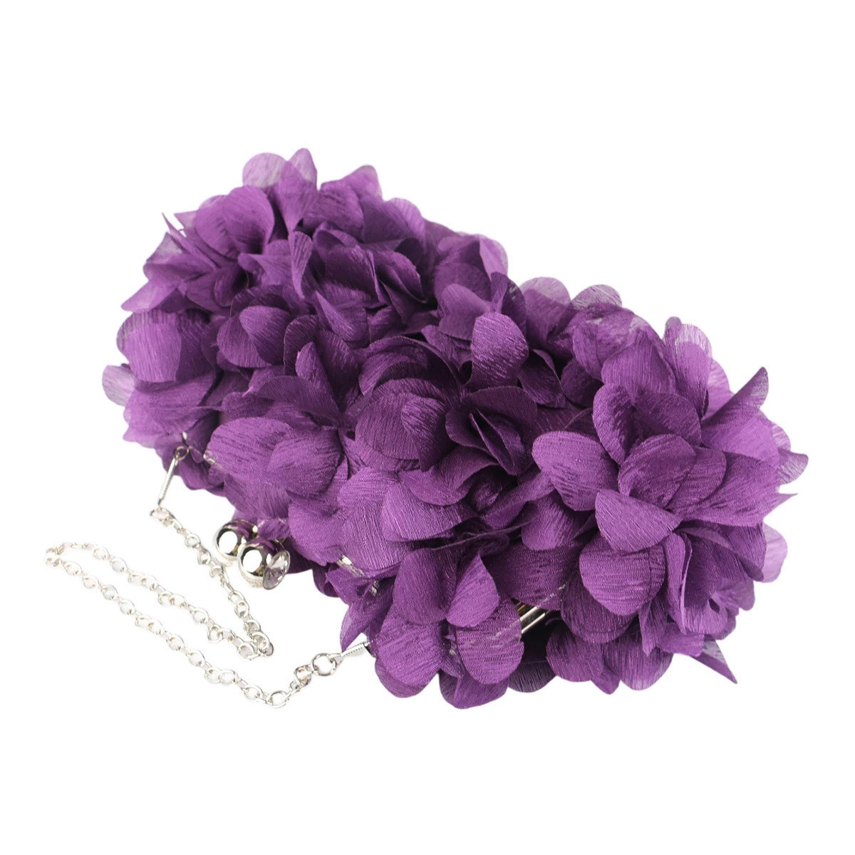 Elegant and lovely embossed floral arrangement satin flower bag petal clip garbage multicolor playable evening with bridal gown 250226