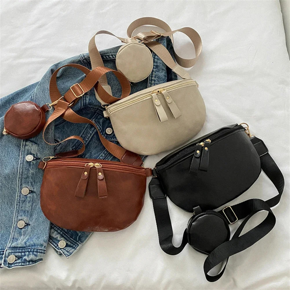 Ship from US Womens Chest Bag y PU Leather Waist Fashion Female Shoulder Crossbody Bags Outdoor Half Moon Belt Fanny Pack For Women 250227FBB