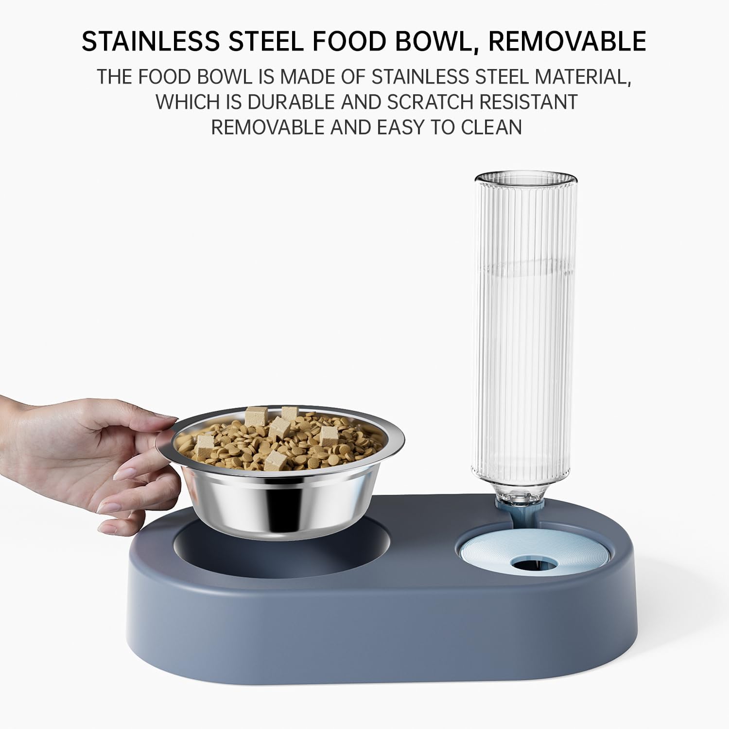 Automatic dog and cat food and water dispenser set, pet food bowl set with automatic water bottle, suitable for small or medium sized dog and cat