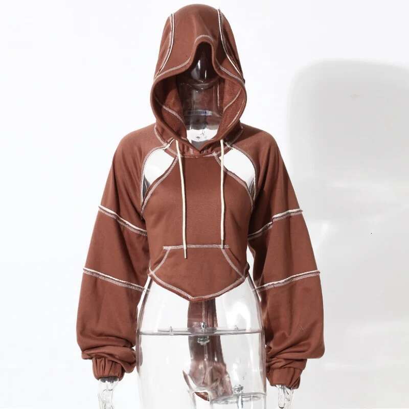 Color Blocking Bright e Decoration Women High Street Hoodies Y2K Clothes Haruku Hollow Out Back Lace-up Long Sleeve Tops