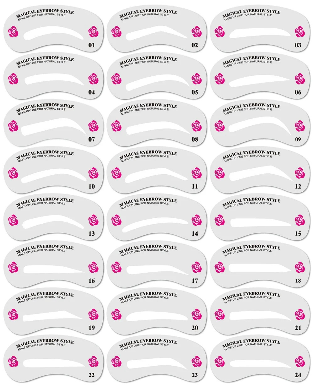 20 sets 24 Styles Eyebrow Shaping Stencils Grooming Kit Makeup Shaper Set Template Tool l For Women Beauty Model 250224