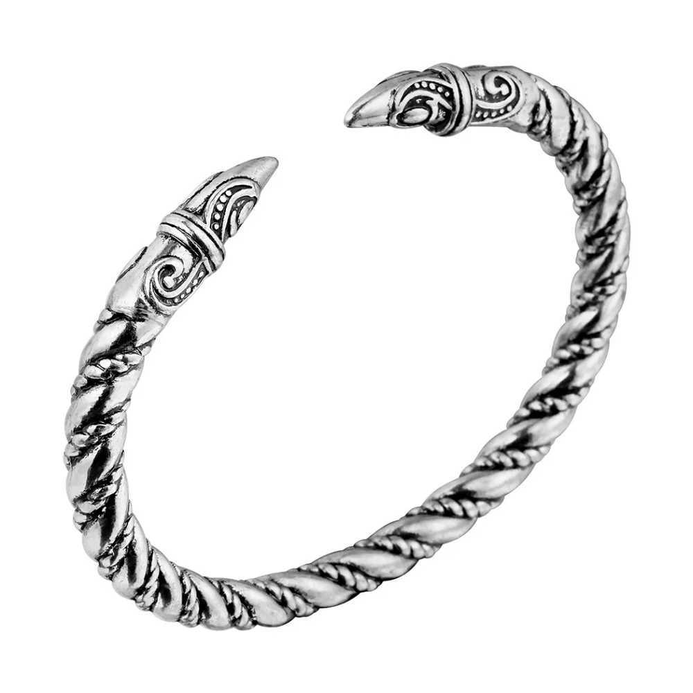 Retro Cuff Wolf Raven Dragon Snake Head Viking Bracelet Men Vikingos Jewelry Bracelet Viking Bangles Women Accories W250227