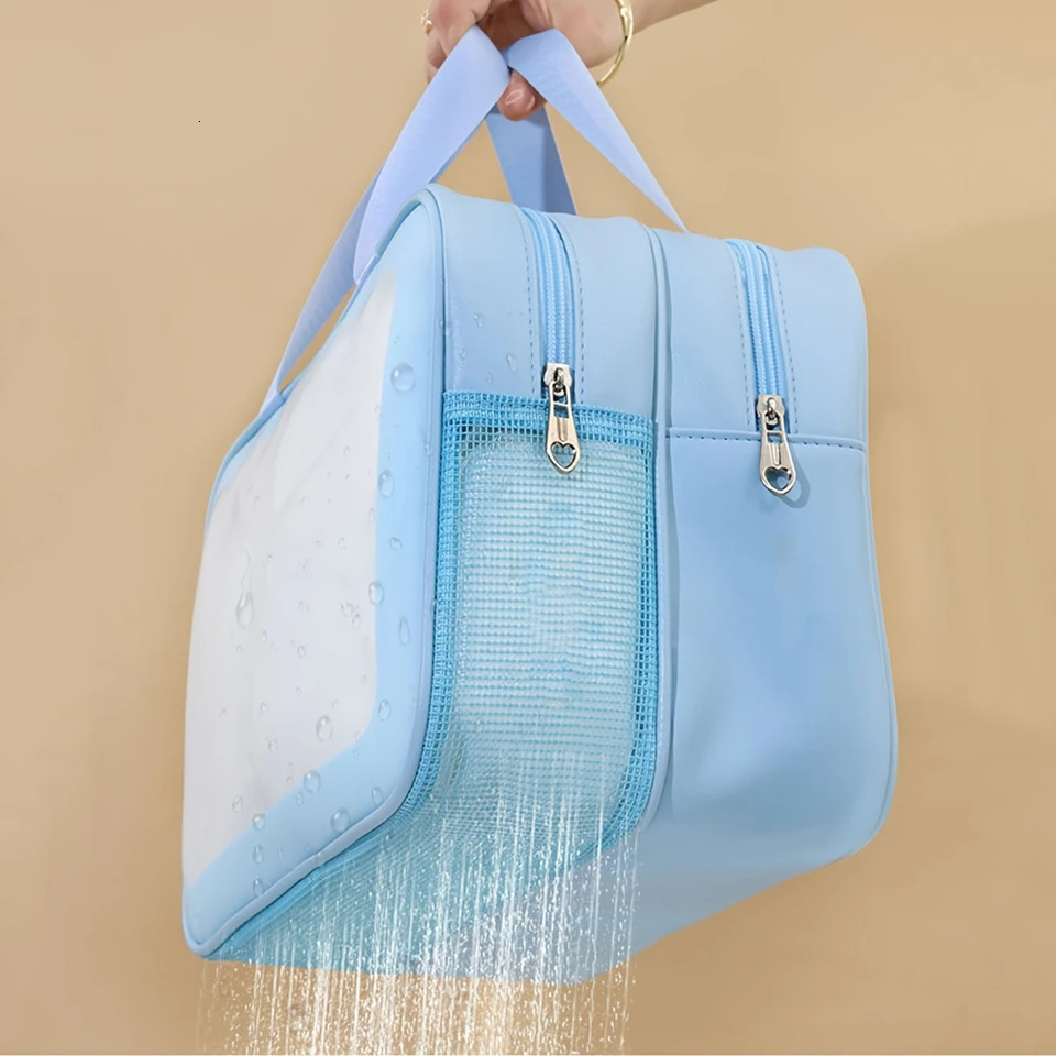 Ship from US Large Capacity Waterproof Double Layer Toiletry Bag for Travel and Fitness WetDry Separation Portable Cosmetic 250227FBB