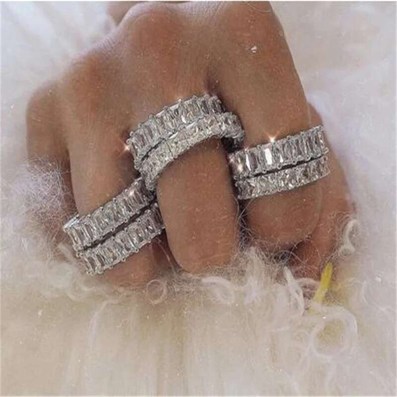Fine Engagement Eternity Promise Ring AAAAA Zircon Sterg Sier Statement Wedding Band Rings for women men Jewelry Gift