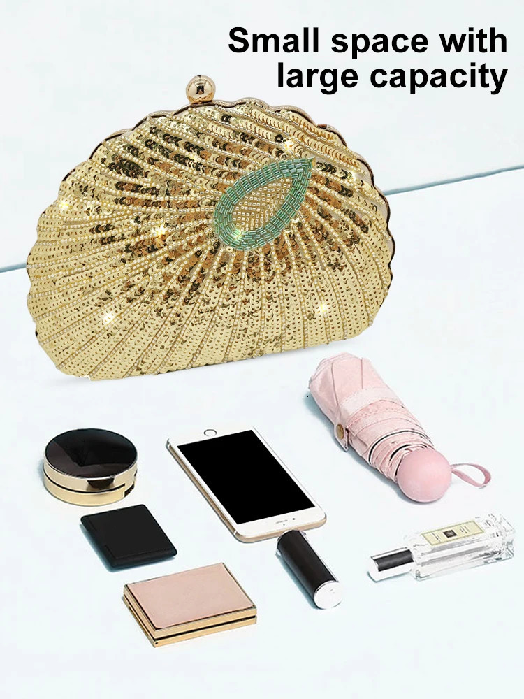 Fashionable womens clutch bag y ner shell sequin wallet wedding party dress elegant evening 250226