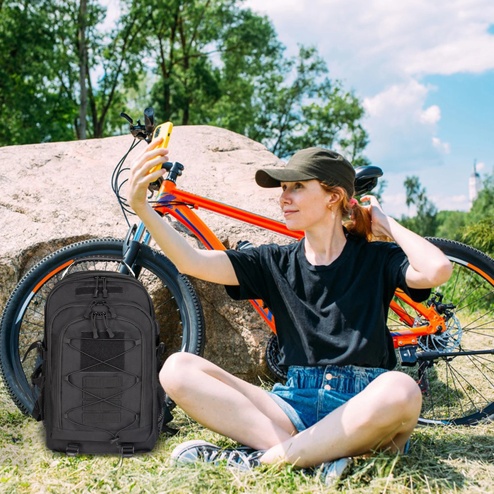 Ship from US School Bags Large Capacity Mens Waterproof Backpack Simple Multilayer 30L Men Tactical Softback Outdoor 250304FBB