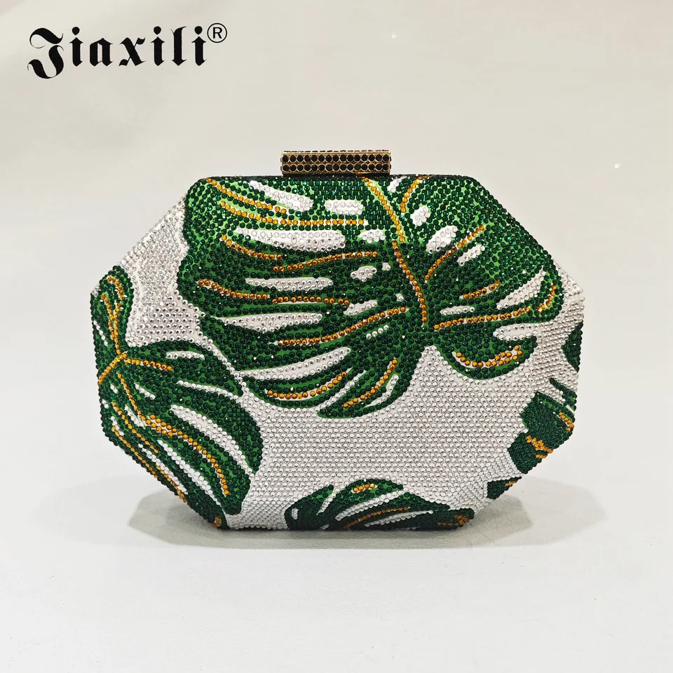 JXL y Green Leaf ner Womens Wallet Evening Package Pink Clutch Soiree Festival Fashion 250226