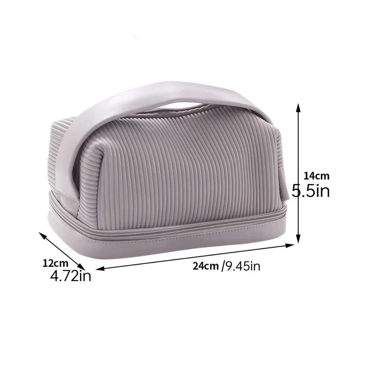 Ship from US Large Capacity Travel Cosmetic Bag Portable Leather Makeup Pouch Vertical Strip Clutch Womens y Washbag Toiletry Kit 250227FBB