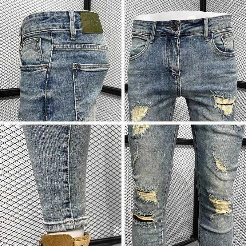 New Arrival 2024 European Style Boyfriend Designer Mens Slim Casual Washed Jeans Luxury Denim Jeans Pants Full Length Trousers X250227
