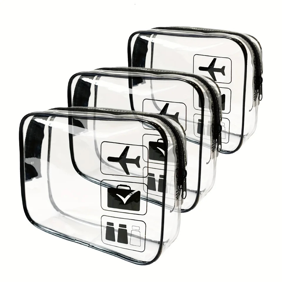 Ship from US 3 TSA approved transparent toilet bags waterproof cosmetic for travel carry on bathroom and vacation use 250227FBB