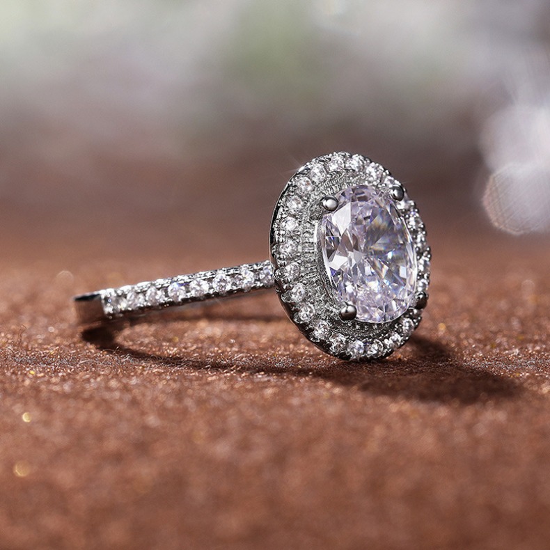 Oval Egg Diamond Ring Charm Zircon Bride Engagement Wedding Ring Women Girls Gift Fashion Fine Jewelry