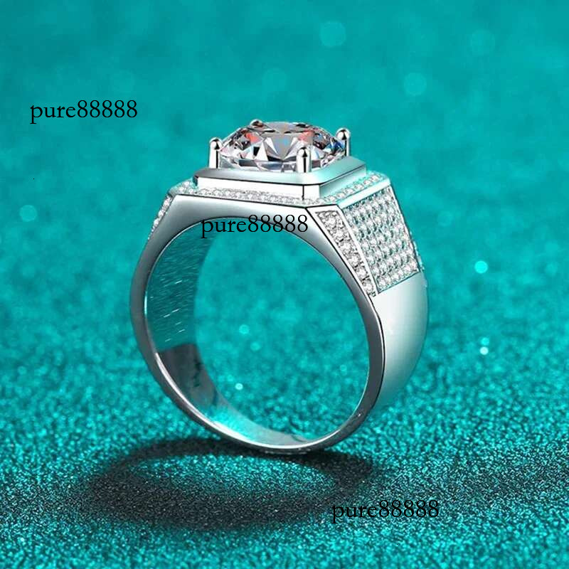 NeeTim D Color Moissanite for Men S Sterg Sier Plated with White Gold Man Wedding Ring Fine Jewelry