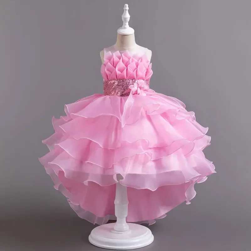 Girl's Dresses Fashion Pure Flower Girl Wedding Dress Sleeveless Lace Mesh Princess Dress Summer Girl Party Dress 3-12 Years Y250227LQO1