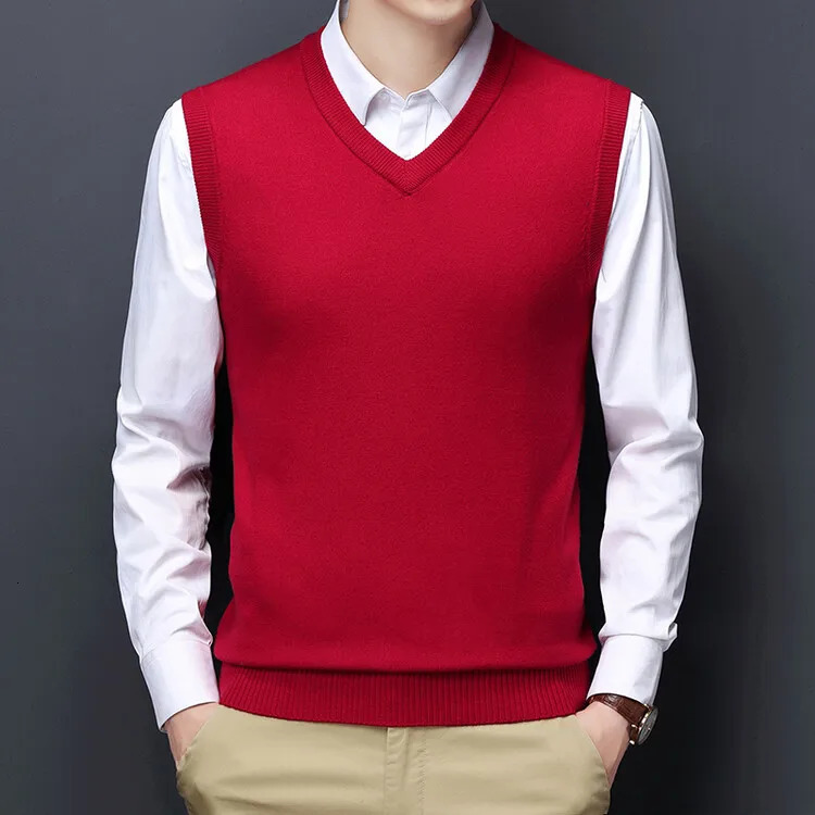 Mens Autumn Sweater Vest Vneck Warm Knit Sleeveness Tank Clothes Pullover Tops 250225