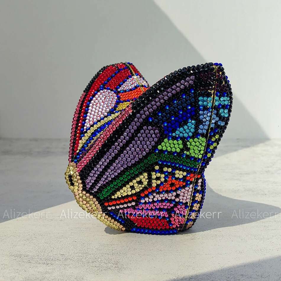 Alizekerr Butterfly Shaped Crystal Evening Bags Women Gorgeous Classy Sparkg Rhie Clutch Purses Wedding Party