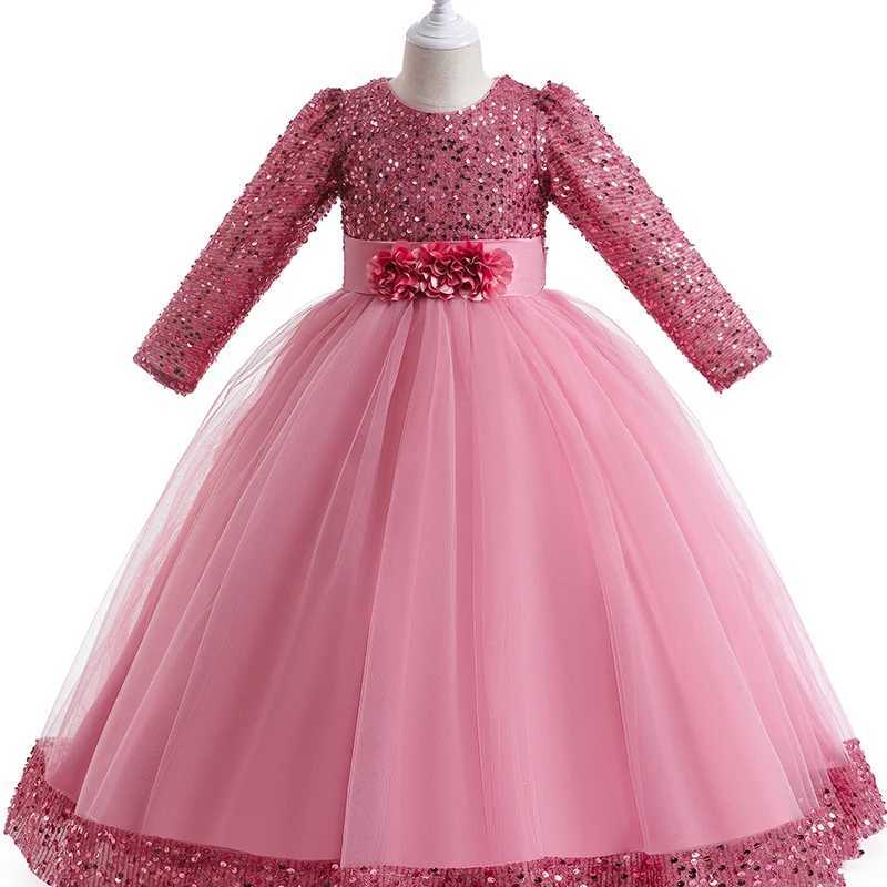 Girl's Dresses Girls Bridesmaid Dress Kids Baby Flower Party Sequins Dresses Wedding princess Y250227W23Y