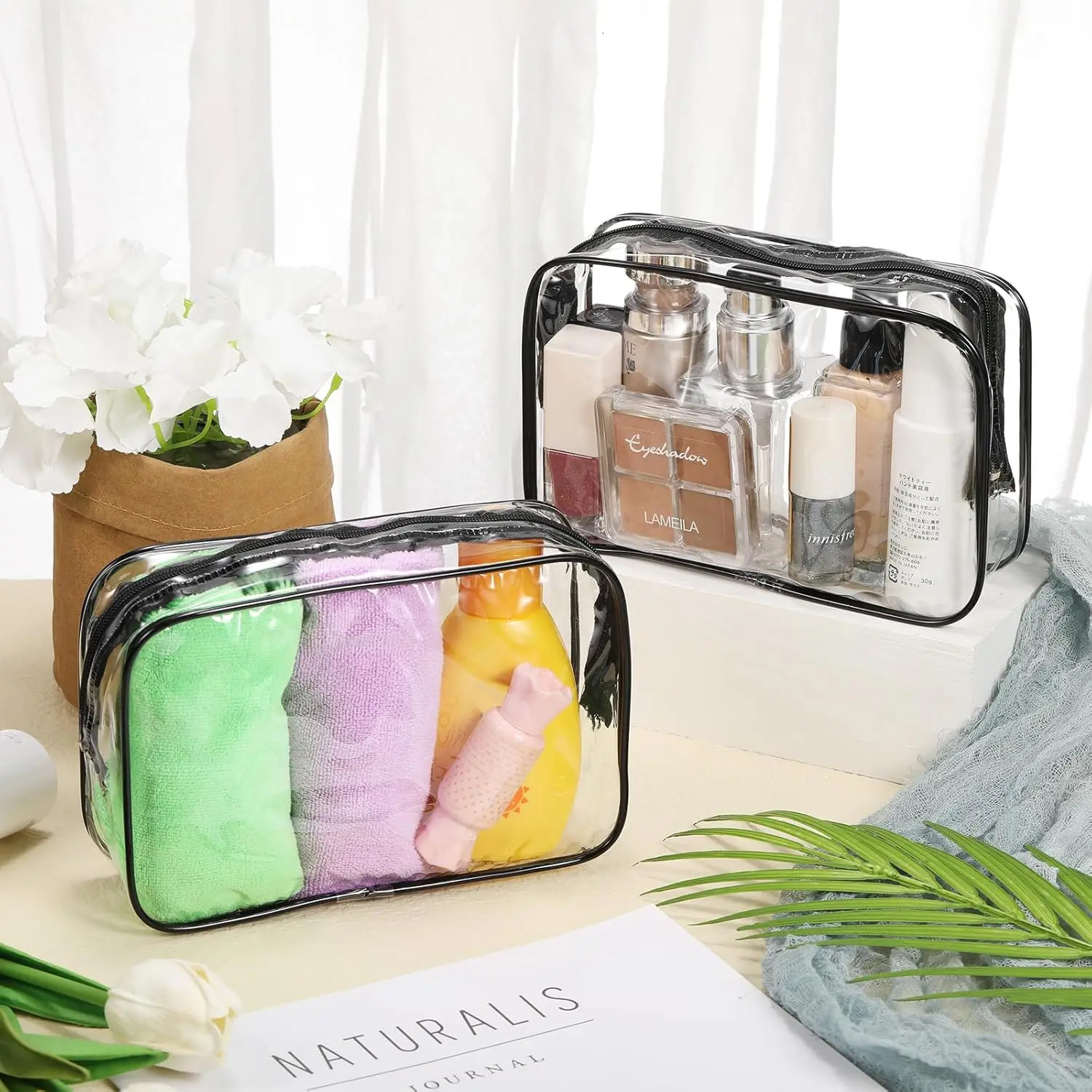 Ship from US 36 Pieces Clear Makeup Bags Bulk Travel Toiletry Transparent Cosmetic Pouches with Zipper Waterproof Portable PVC 250227FBB