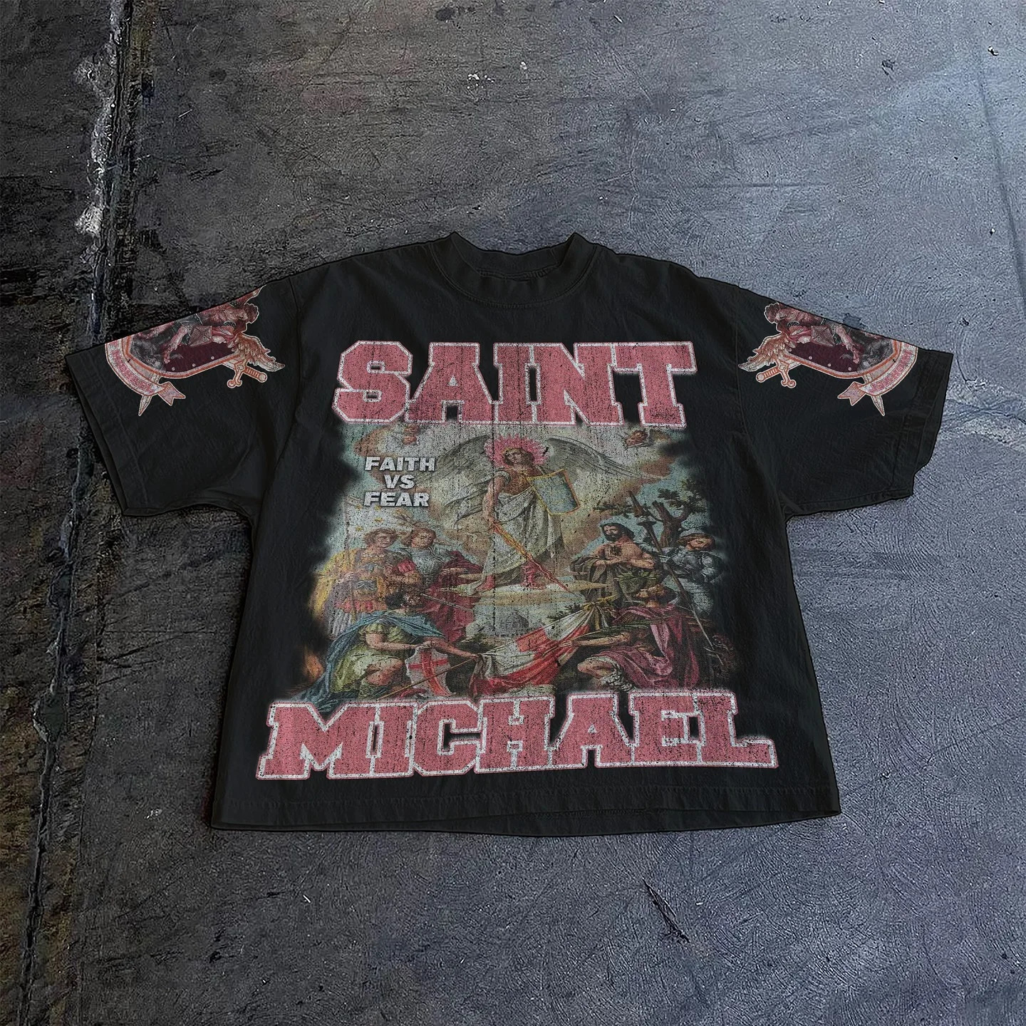Classic Character Printed T-shirt Pure Cotton Oversized Long-sleeved Shirt Retro Street Casual Gothic Printed T-shirt Lovers 250227