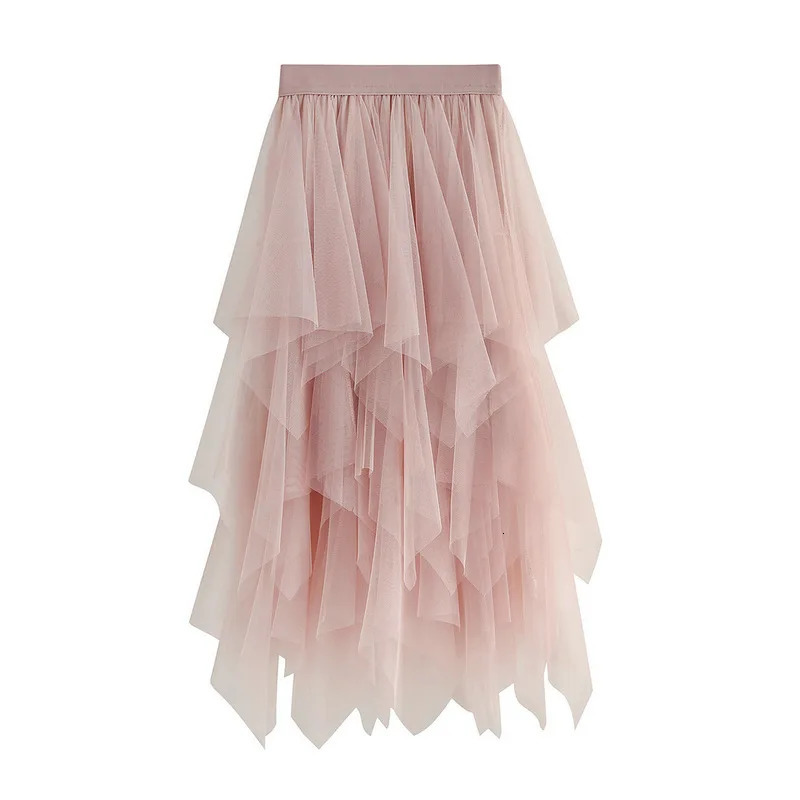 Elegant Irregular Mesh Long Skirt Temperament Ropa Mujer Fashion Summer Sweet Skirts Women Boho Streetwear Clothes Vestidos 250224