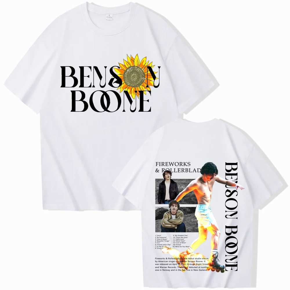 2024 Popular Singer Benson Boone Shirt Benson Boone Fireworks Rollerblades Tour Tshirts Hit Me Hard and Soft Tops X250227