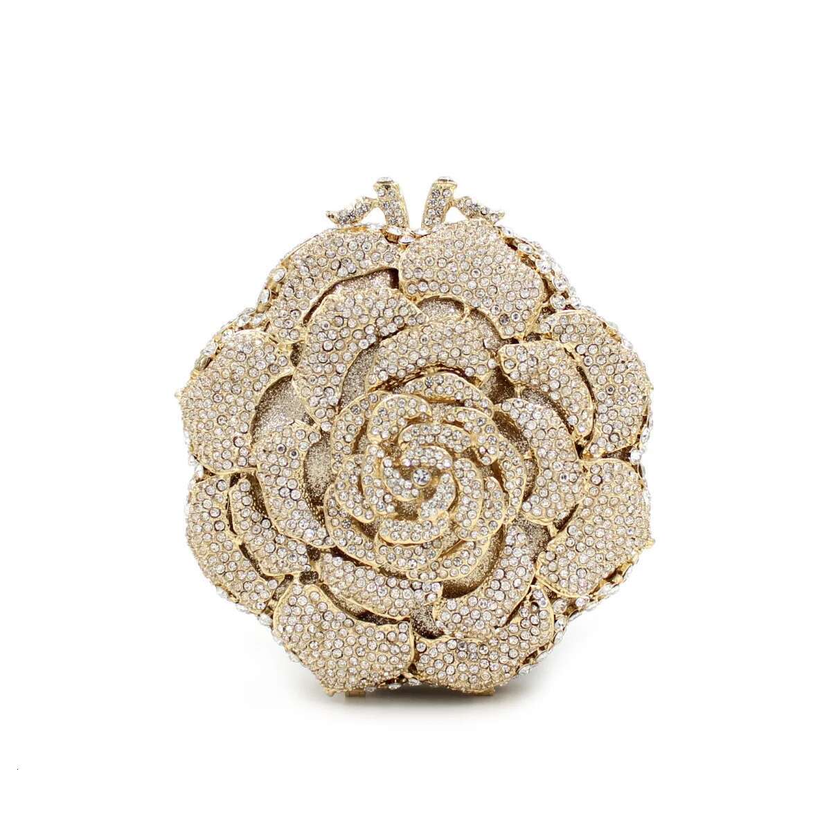 Elegant Rose Wedding Bride Handbag Rhie Evening Bag Women Shiny Party Clutch Purse Designer Dia Fashion Bags