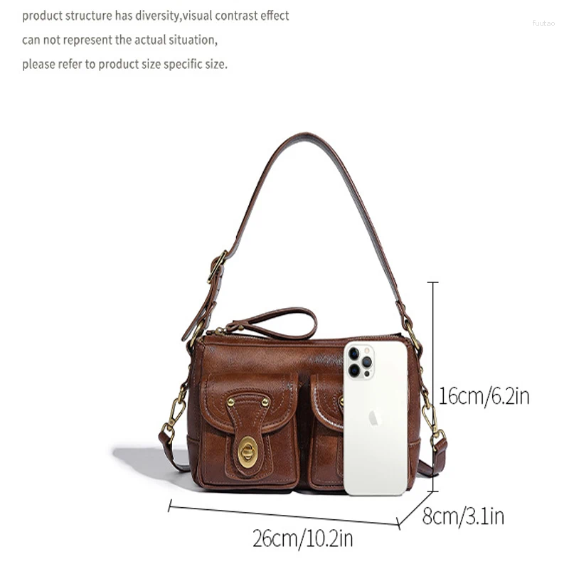 2025 - Totes Double Pocket Simple Retro Design Underarm Bag High-value Versatile Attendance One-shoulder Oblique Cross Postman - Highvalue Oneshoulder